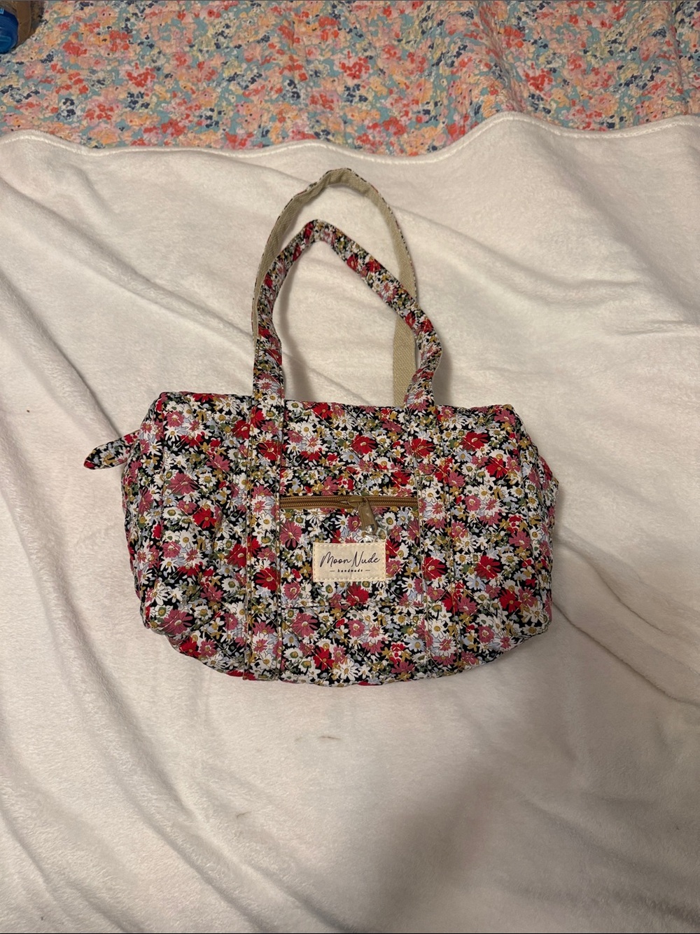 MoonMade Floral Quilted Tote in Red and Pink